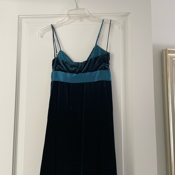 Velvet deep turquoise ABS dress. Size 2 - Picture 1 of 2